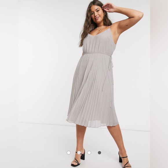 NWT Asos Curve pleated midi dress with drawstring waist - Picture 3 of 5